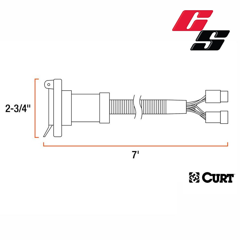 CURT 7' CUSTOM WIRING EXTENSION HARNESS (ADDS 7-WAY RV BLADE TO TRUCK BED) #56071 - Image 2